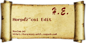 Horpácsi Edit névjegykártya